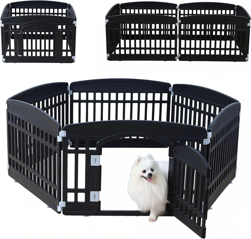 Pet Playpen for Dogs - IndoorOutdoor Heavy Duty Exercise Pen for Small Pets - Folding 6 Panel Fence White