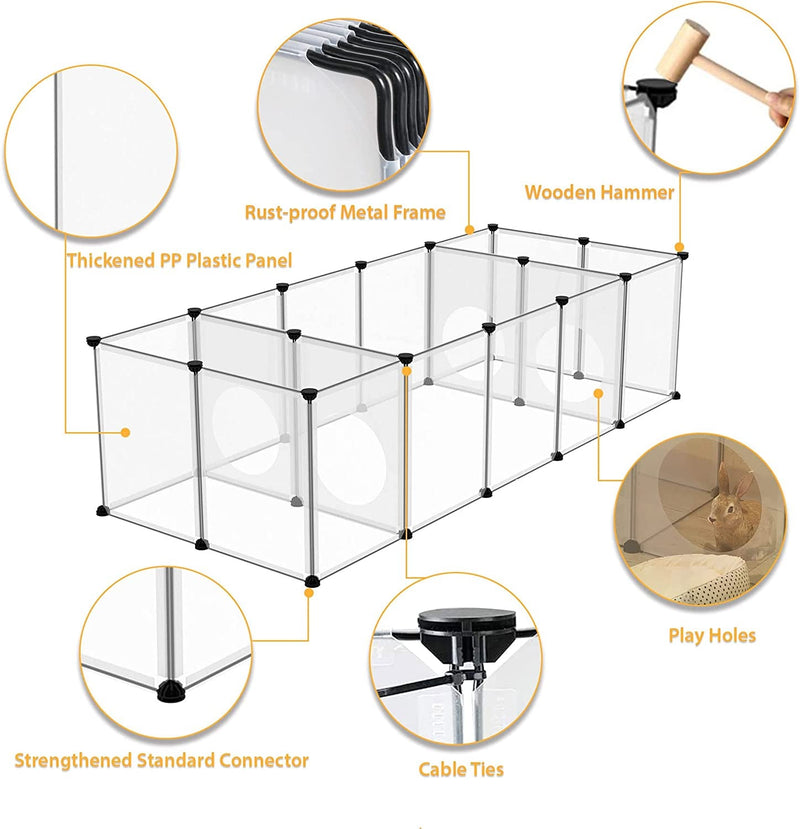 CAHOME Pet Playpen - Small Animal Indoor Exercise Fence for Guinea Pigs and Puppies 614 L x 254 W x 164 H - UPP3040W