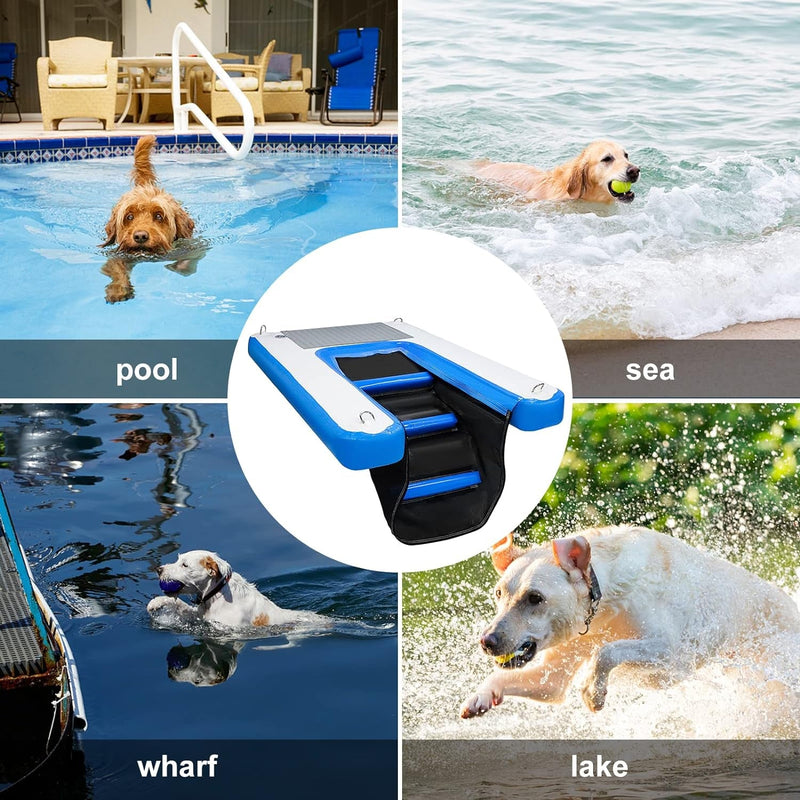 Inflatable Dog Water Ramp - Durable Puncture-Resistant Access for Pools Lakes and Beaches - 59X394