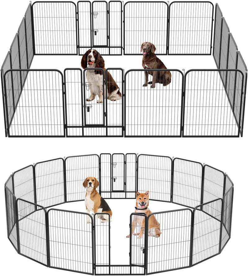 FDW 16 Panel Dog Playpen with Metal Folding Design - 40 Inch Height IndoorOutdoor Heavy Duty Fence for Puppy Exercise Yard or Camping Black