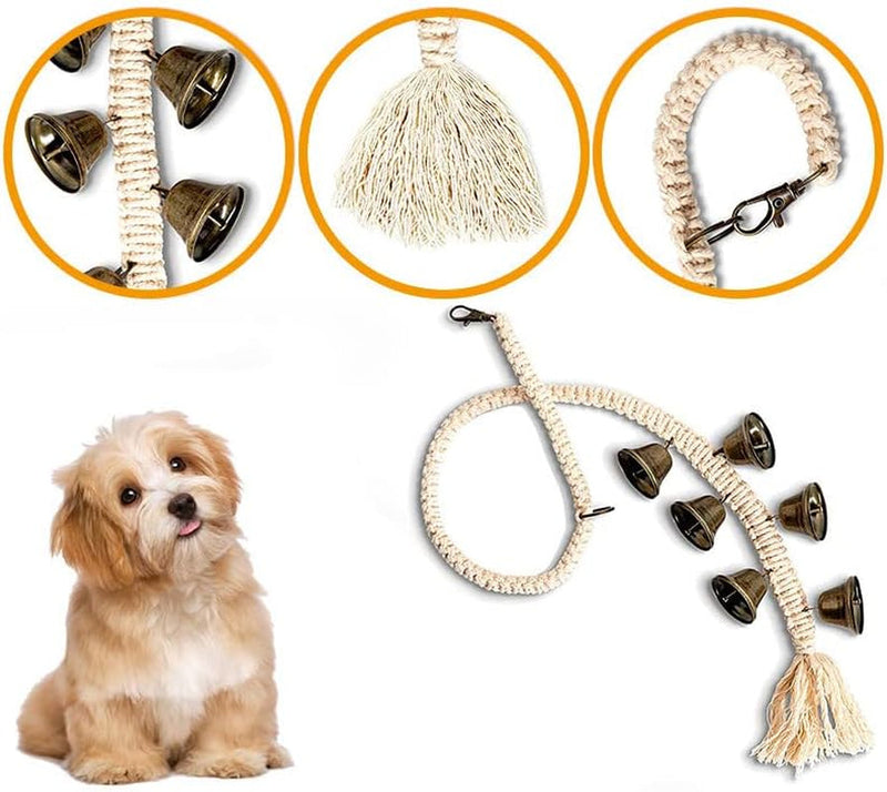 2 Pack Adjustable Dog Doorbells for Training - Premium Quality Hanging Design with Tassel - 6 Extra Large Loud Bells - Striped3 Style