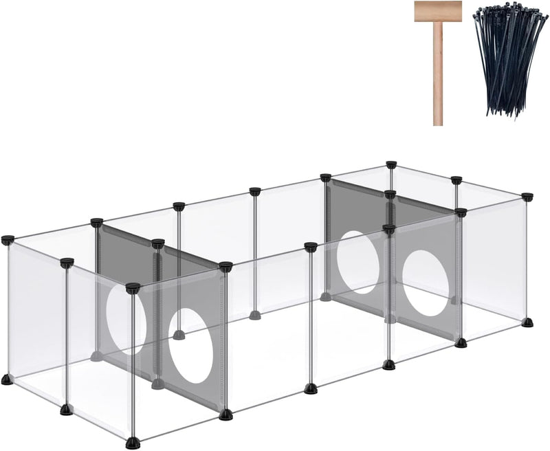 Small Animal Playpen - Exercise Fence with Game Holes for Hamsters Rabbits Hedgehogs Ferrets - Portable and DIY Design