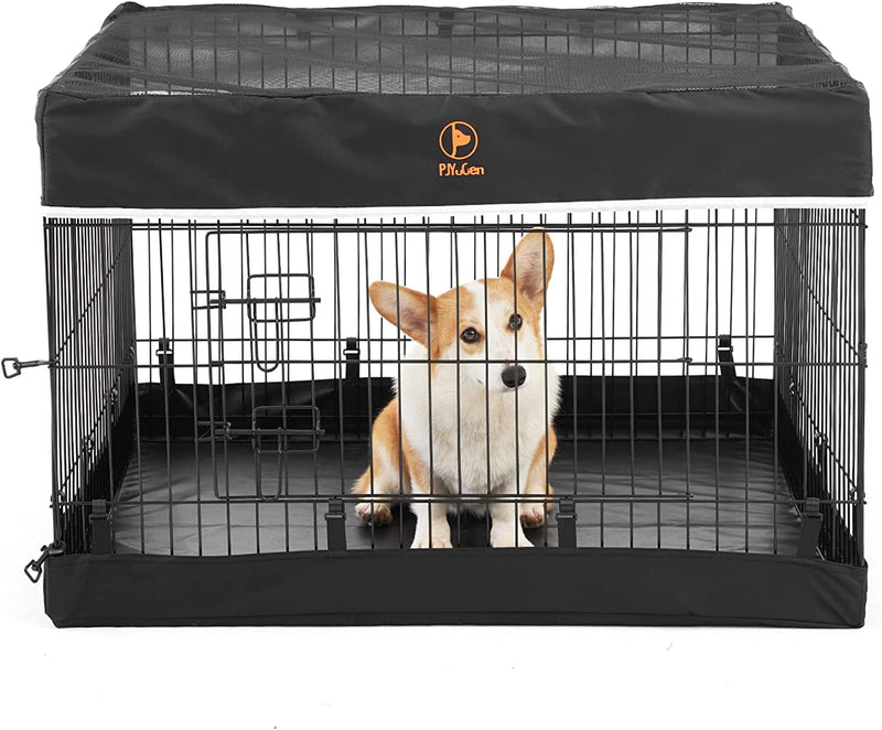 charFoldable Metal Pet Playpen with Door  Top Cover - 36W x 24H - IndoorOutdoor Use