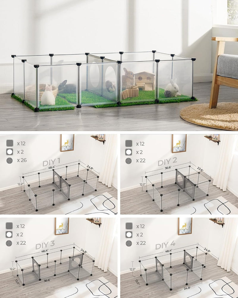 Small Animal Playpen - Exercise Fence with Game Holes for Hamsters Rabbits Hedgehogs Ferrets - Portable and DIY Design