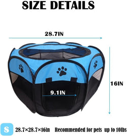 chars Portable Pet Playpen for DogsCatsRabbits - Foldable IndoorOutdoor Use - S287 X 287 X 16 Blue