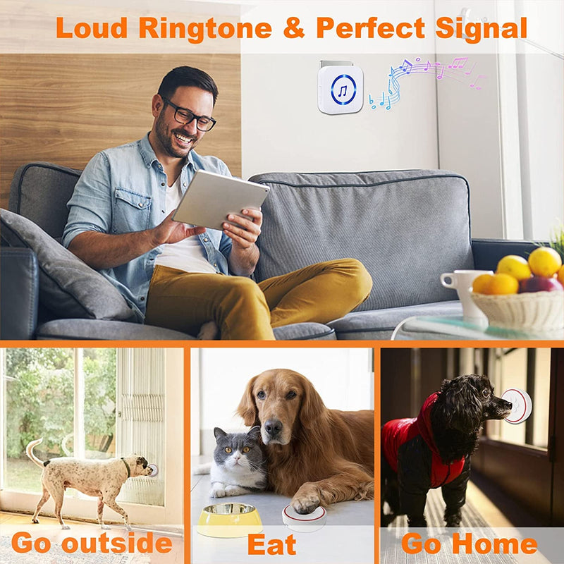 Chunhee Dog Doorbell for Potty Training - Wireless Waterproof 2 Receivers  3 Transmitters