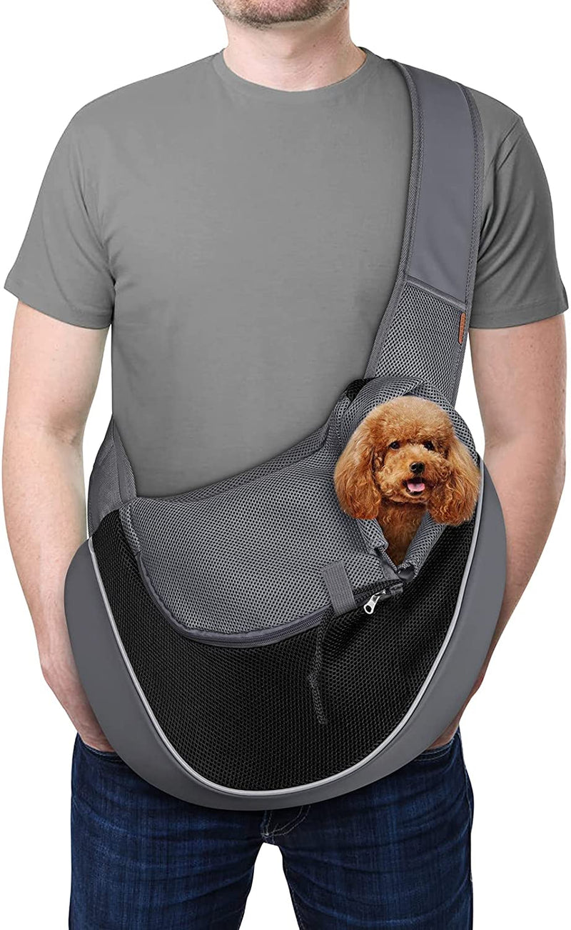 YUDODO Pet Dog Sling Carrier Large Pocket Adjust Strap Anti-Falling Design Breathable Mesh Travel Safe Sling Bag Carrier for Dogs Cats