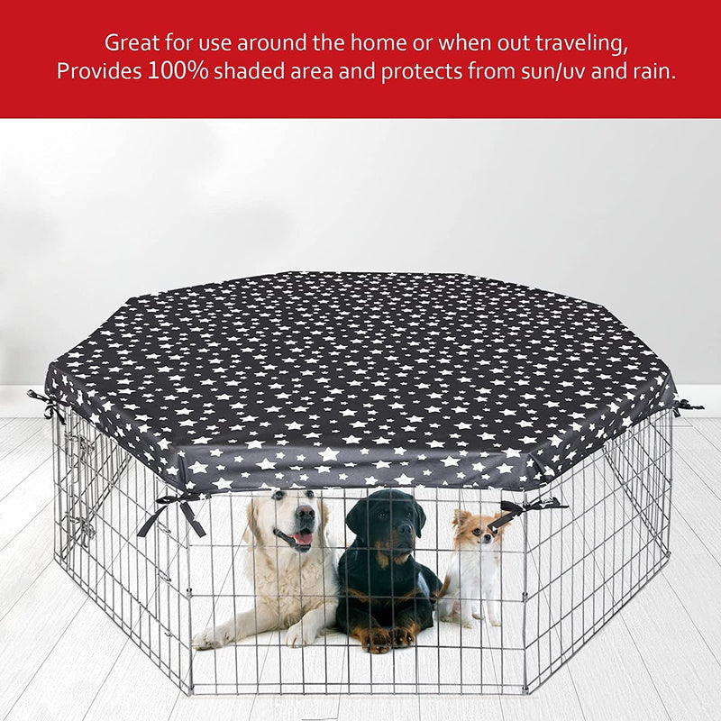 Octagon Dog Playpen Cover - SunRain Proof Shaded and Secure Fits 24 Pen IndoorOutdoor