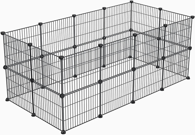 Small Animal Playpen - Portable Metal Wire Fence 15x12 12 Panels in Black