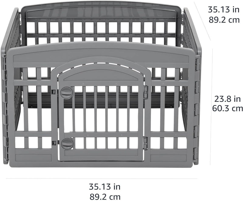 Amazon Basics Dog Playpen - 24 Pet Exercise Pen with Door - 4 Panel - Dark Gray