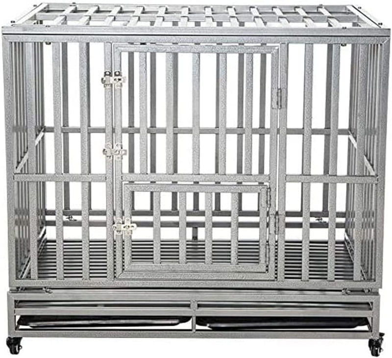 38-Inch Heavy Duty Dog Cage with Wheels - Easy to Assemble Kennel for Large Dogs Black