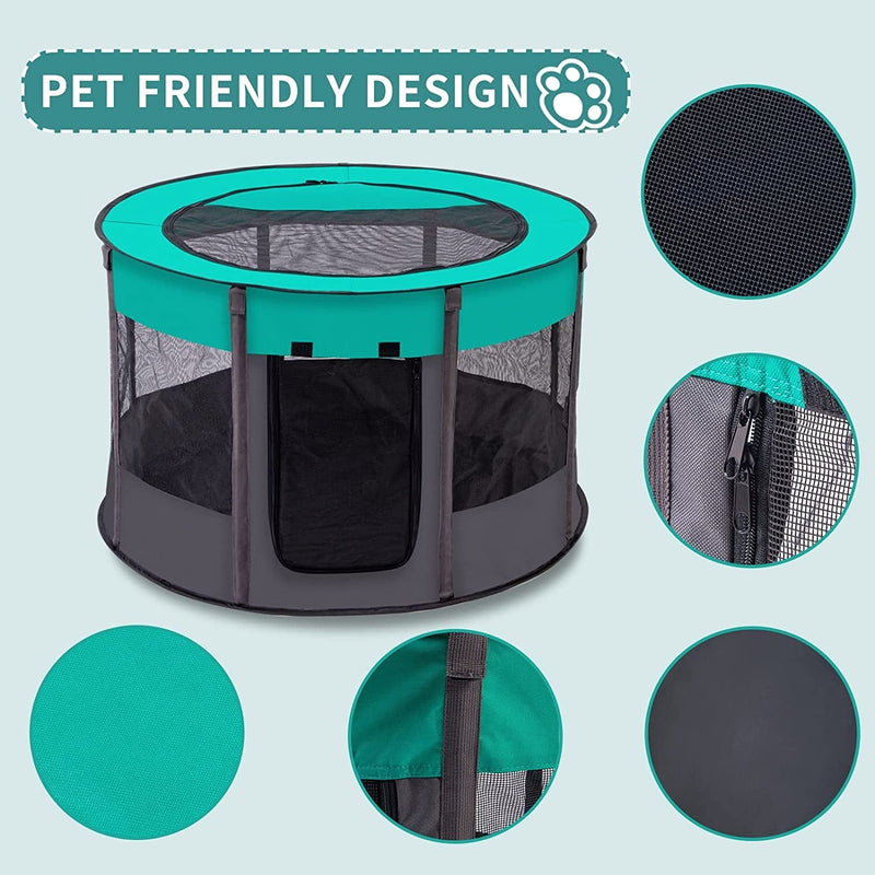 Portable Pet Playpen with Shade Cover and Carrying Case 36 - IndoorOutdoor Use - Brian  Dany