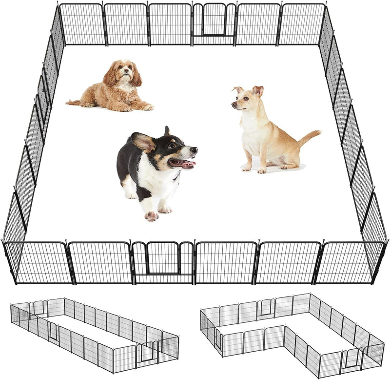 32-Inch Heavy Duty Dog Playpen - IndoorOutdoor 8 Panels - SilverGray