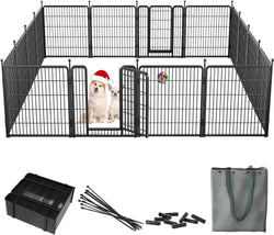 Homieasy Dog Playpen with Storage Bag - 32 Pet Fence for RV Camping Indoor Use - 8 Panels Black Made for SmallMediumLarge Dogs