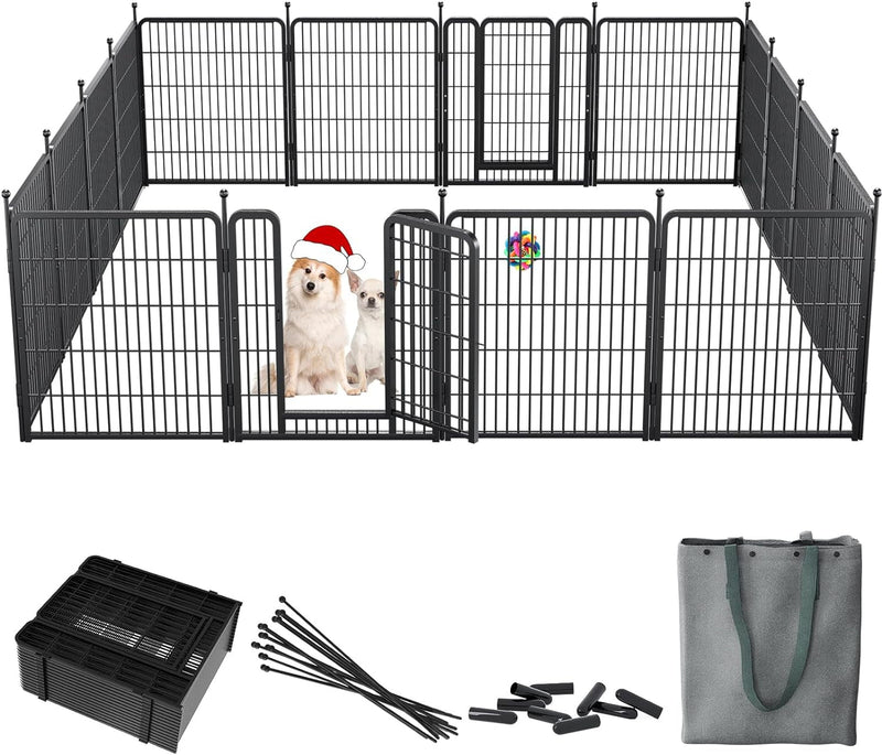 Homieasy Dog Playpen with Storage Bag - 32 Pet Fence for RV Camping Indoor Use - 8 Panels Black Made for SmallMediumLarge Dogs