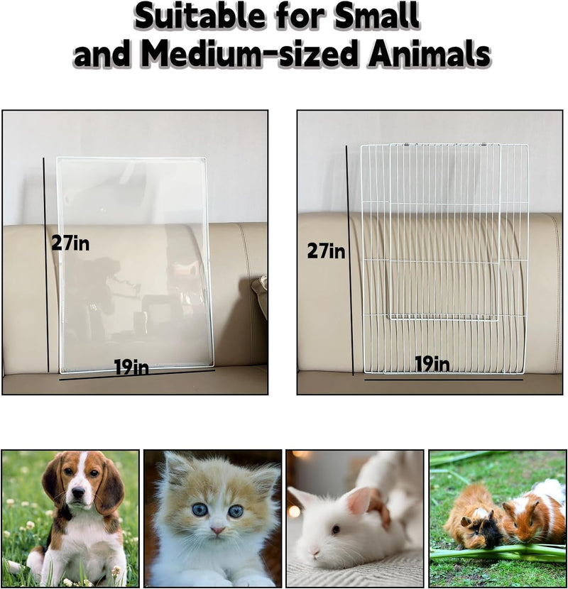 Transparent Dog Playpen - 27 Inch Tall Small Animal Fence with Door and 12 Panels