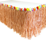 GiftExpress 9 feet X29 Luau Grass Table Skirt, Hawaiian Luau Libiscus Table Skirt for Hawaiian Party, Luau Party Supplies, Luau Party Decorations, Moana Birthday Party (Natural Hay Grass)