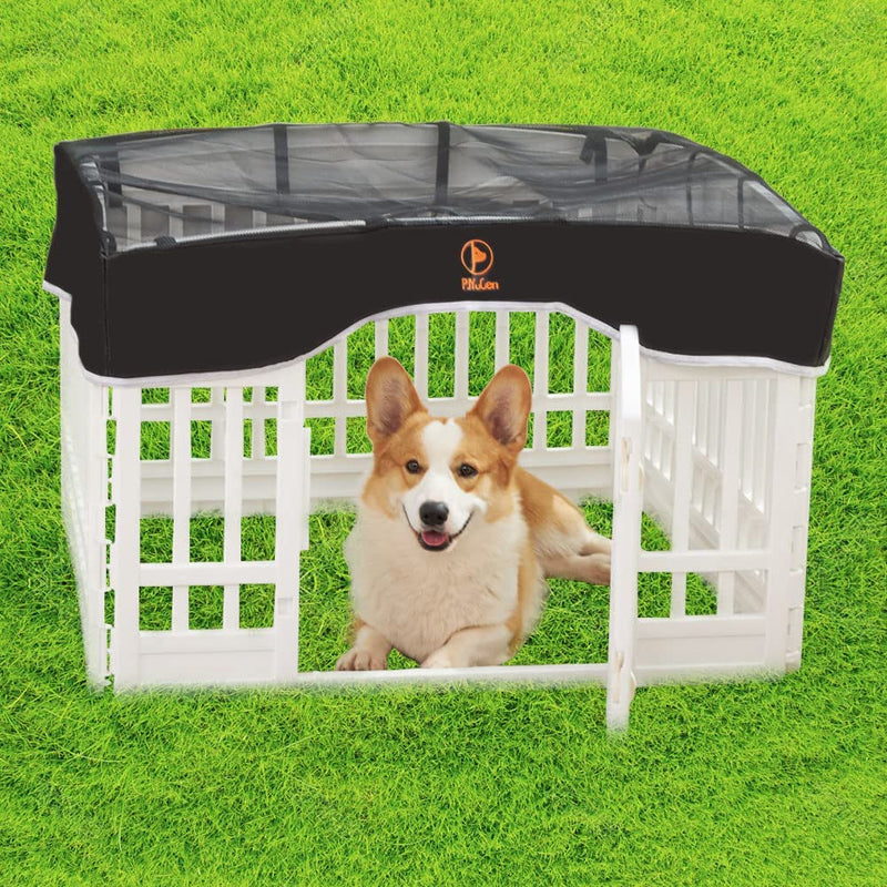 Dog Playpen Mesh Top Cover - Fits 36 Inch 4 Panels Velcro Connections Black Cover Only