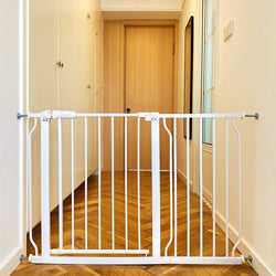 Easy Walk-Thru Safety Gate - Auto-CloseHold-Open - Fits 433 to 48 Inch DoorwaysStairways - 30 Inch Tall - White