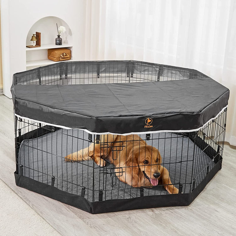 Octagon Dog Playpen Bottom Pad and Top Cover - 24 Inch Black