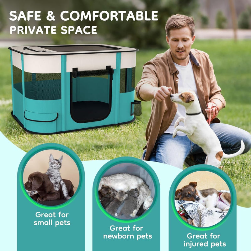 Portable Puppy Playpen - Foldable Pop Up Pet Playpen for Dogs Cats Rabbits and Small Animals - IndoorOutdoor Travel