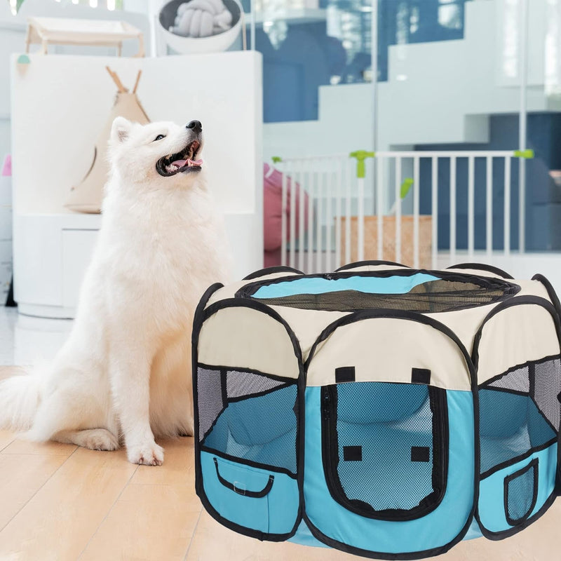 Foldable Pet Playpen - IndoorOutdoor Portable Cat  Dog Tent 29X16 Blue