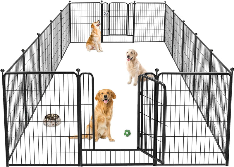 Heavy Duty Outdoor Dog Playpen with Gates - Metal Foldable 8 Panel Fence for LargeMediumSmall Pets - Portable and Ideal for RV Camping and Yard Use