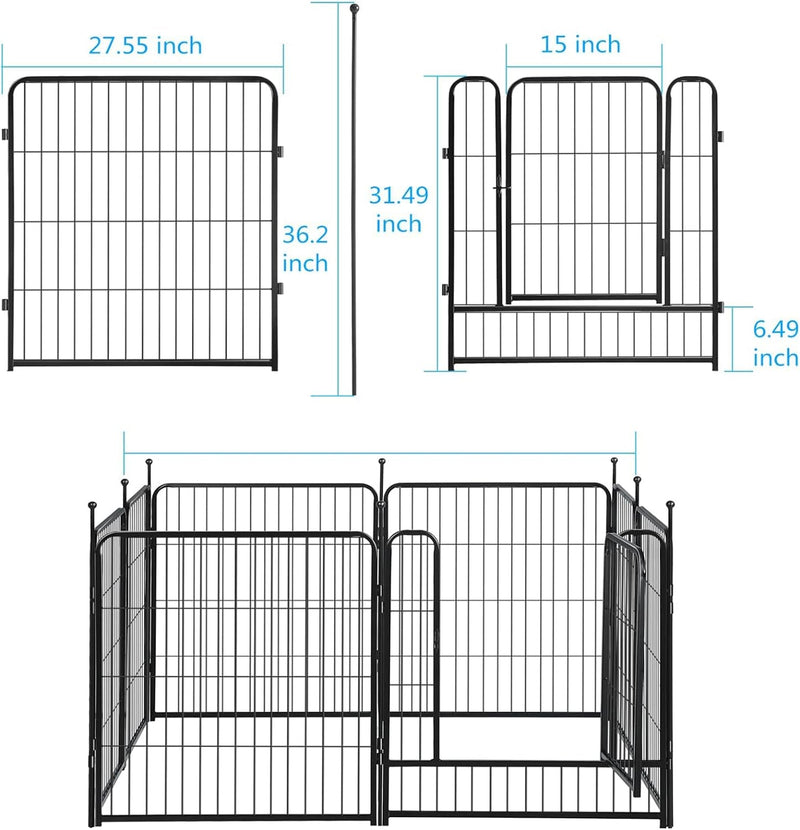 Portable Metal Pet Playpen - IndoorOutdoor Exercise Fence for Dogs - 16 Panels 32 Inch - Jet Black