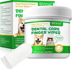 Grooming Wipes Pet Teeth Cleaning Wipes for Dogs & Cats,Dental Wipes for Dogs Teeth Remove Bad Breath by Removing Plaque and Tartar Buildup No-Rinse Dog Finger Toothbrush Disposable Dog Finger