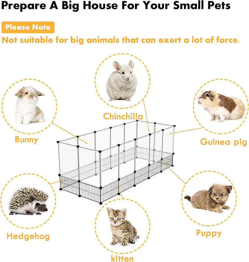 CAHOME Pet Playpen for Small Animals - DIY Exercise Fence and Cage for Guinea Pigs and Puppies Portable and Expandable 495L x 254W x 226H