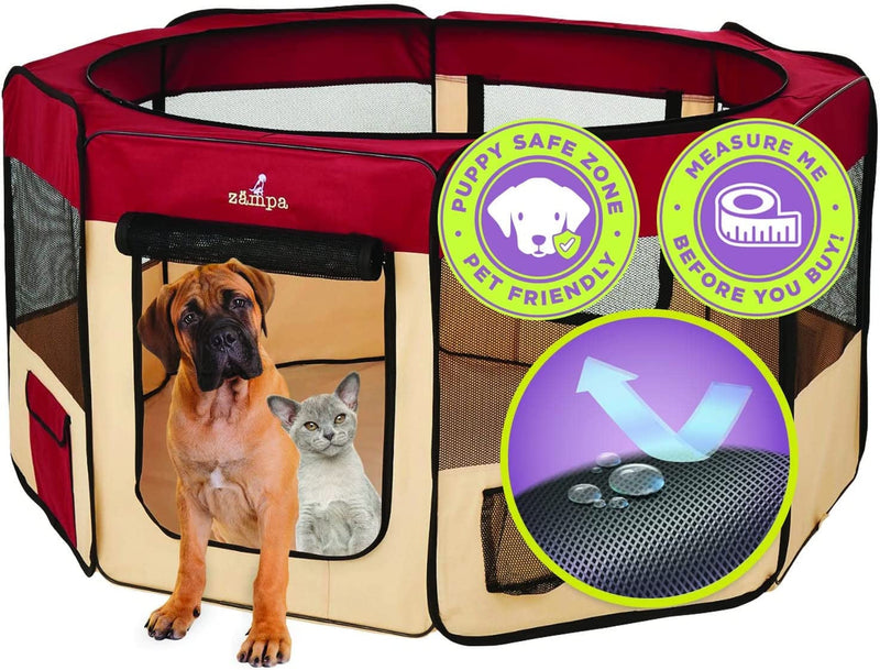 Zampa Dog Playpen - Medium Portable Pop Up Pen for Dogs and Cats