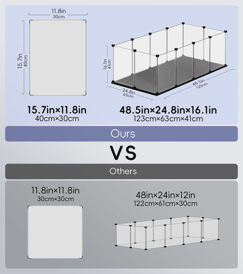 DIY Pet Playpen with Waterproof Washable Mat - 485 L - Small Animal Fence and Enclosure for Hamsters and Guinea Pigs