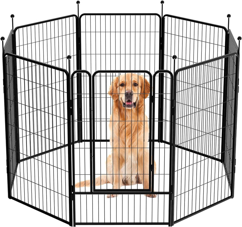 Portable Metal Pet Playpen - IndoorOutdoor Exercise Fence for Dogs - 16 Panels 32 Inch - Jet Black