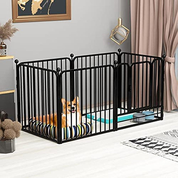 Heavy Duty Pet Playpen and Exercise Pen Crate - 55 L x 275 W x 315 H - IndoorOutdoor - Black