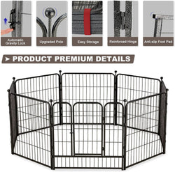 Metal Dog Playpen 8 Panel Exercise Pen for SmallMedium Dogs - 32 Height Door OutdoorIndoor Black