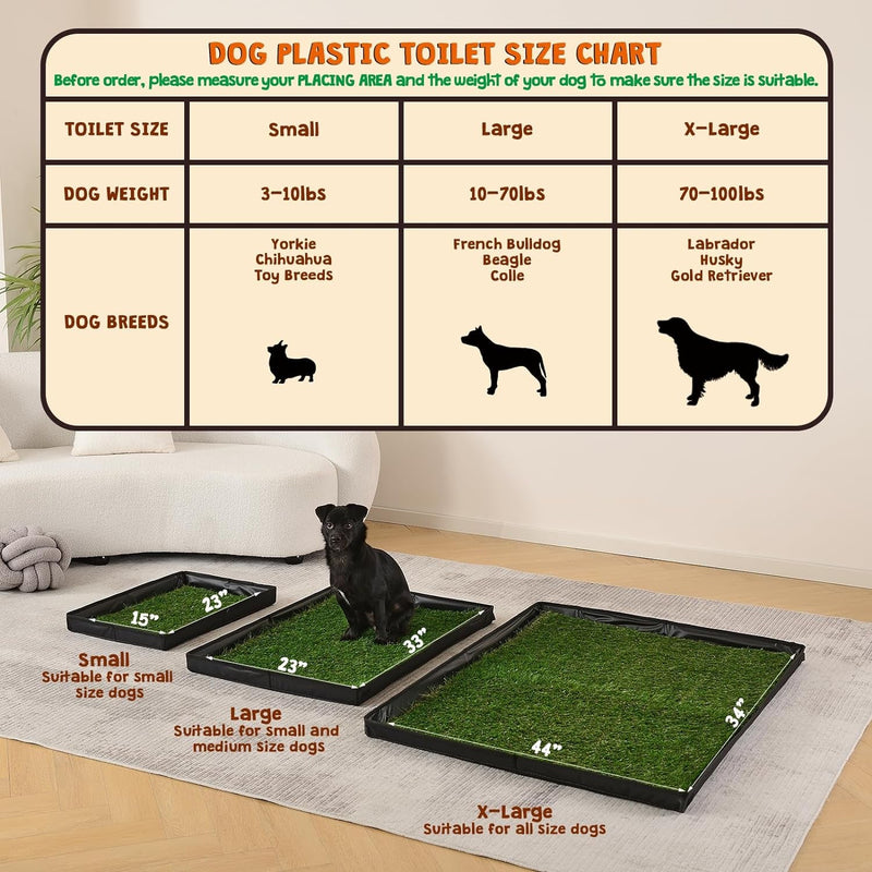 HQ4US Dog Grass Pad with Foldable Dog Litter Box, Small Liner Base (23”×15”) for Balcony, 2 Artficial Grass Pee Pads for Dogs, Dog Pee Pad Holder, Potty Training