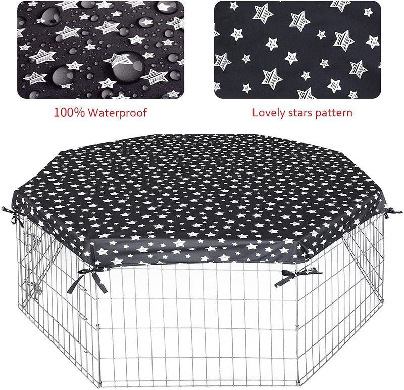 Octagon Dog Playpen Cover - SunRain Proof Shaded and Secure Fits 24 Pen IndoorOutdoor