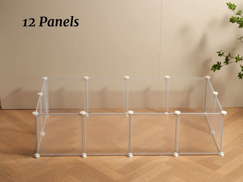 Transparent Animal Playpen - Small Pet Cage - for Guinea Pigs Dogs and Rabbits - 12 x 12 Panels