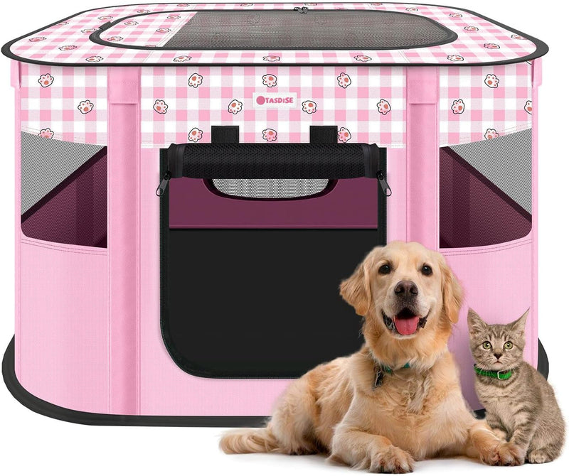 Portable Pet Playpen for Small Animals Foldable Tent Kennel with Free Carry Case 600D Oxford