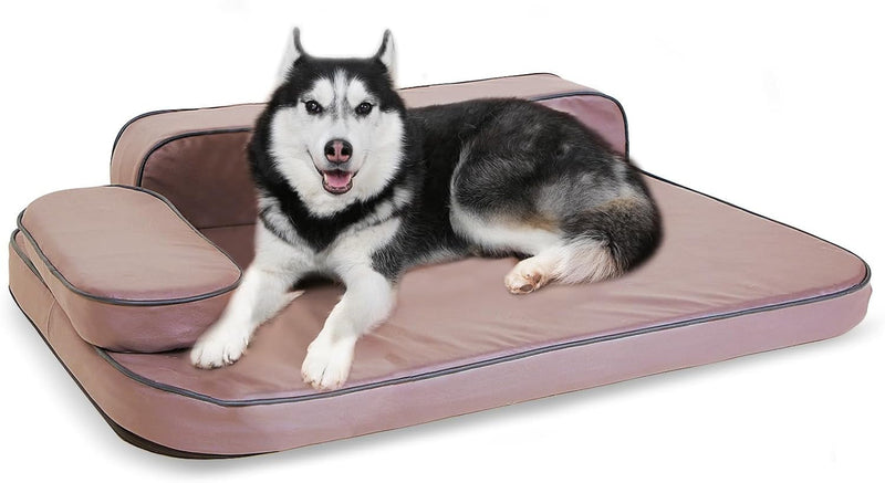 XL Air-Leather Dog Sofa with Memory Foam and Washable Cover - Gray