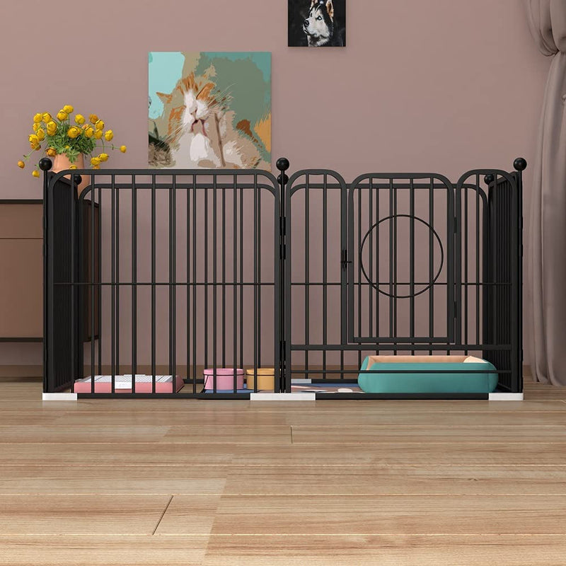 Heavy Duty Pet Playpen and Exercise Pen Crate - 55 L x 275 W x 315 H - IndoorOutdoor - Black