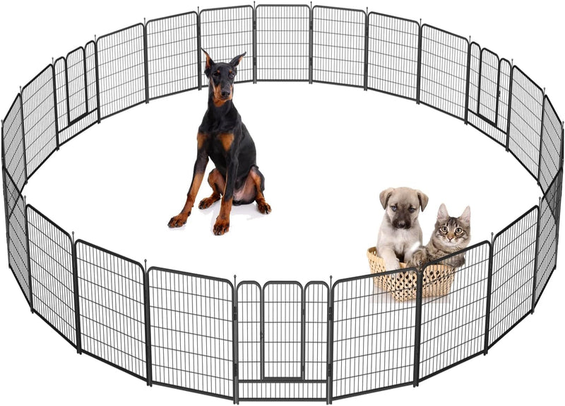 Portable Metal Pet Playpen - IndoorOutdoor Exercise Fence for Dogs - 16 Panels 32 Inch - Jet Black