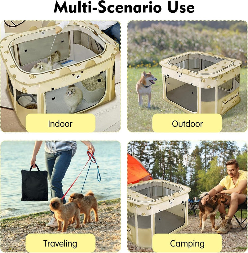 Portable Pet Playpen - Foldable  Durable for IndoorOutdoor Use