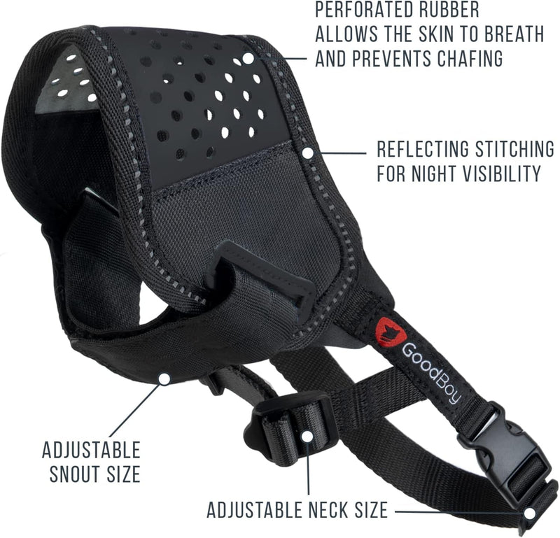 Goodboy Dog Muzzle - Soft Breathable Adjustable Black MLXL