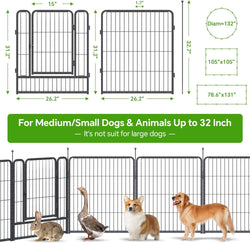 Mr IRONSTONE Dog Playpen - Anti-Rust Coated Fence for LargeMediumSmall Dogs - Portable  Foldable IndoorOutdoor Pet Playpen - 32 Height 16 Panels