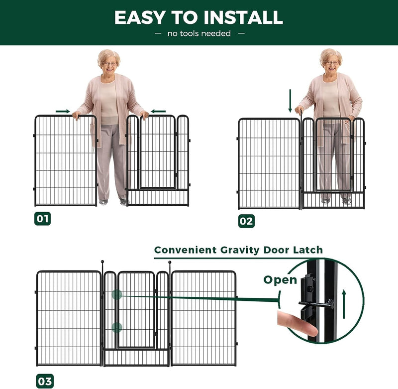 FXW 8-Panel 40-Inch Dog Playpen with 32 Muffler Tubes