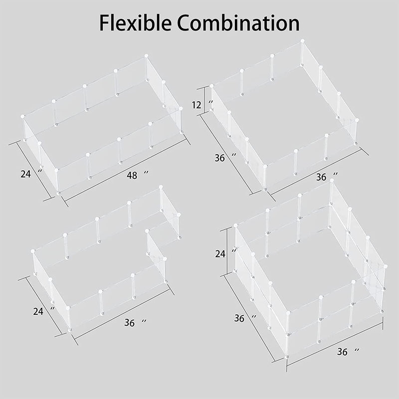 Transparent Animal Playpen - Small Pet Cage - for Guinea Pigs Dogs and Rabbits - 12 x 12 Panels