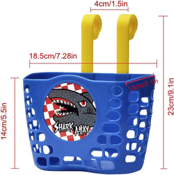 -Kids Bike Basket - Navy Blue Cartoon Shark Pattern