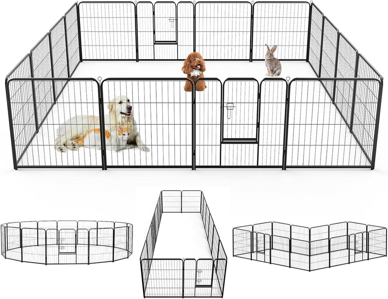 DUMOS Dog Indoor Playpen - 16 Panel 40 Metal Exercise Fence with Door for SmallMediumLarge Dogs OutdoorGardenYardRV Camping