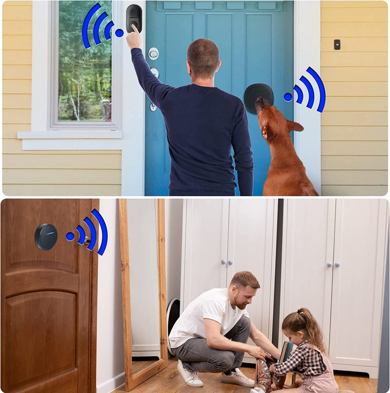 Wireless Dog Doorbell for Potty Training - 1 Receiver  2 Transmitters 2 Ringtones for Owner and Pet - Waterproof Chime